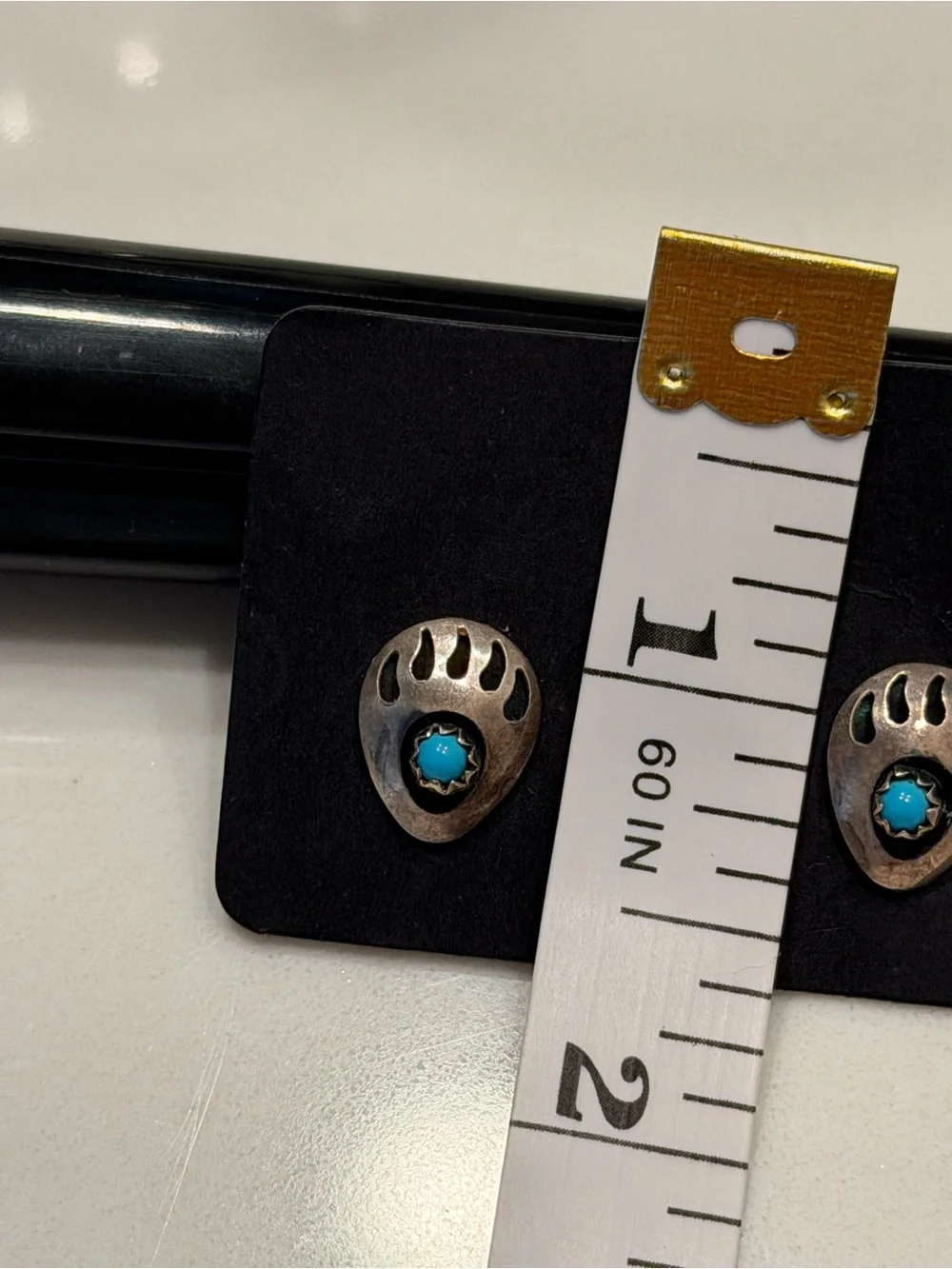 Native Bear Claw Turquoise Silver Stud Earrings